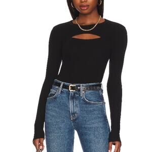 Enza Costa Black Silk Knit Cutout Crew Size XS